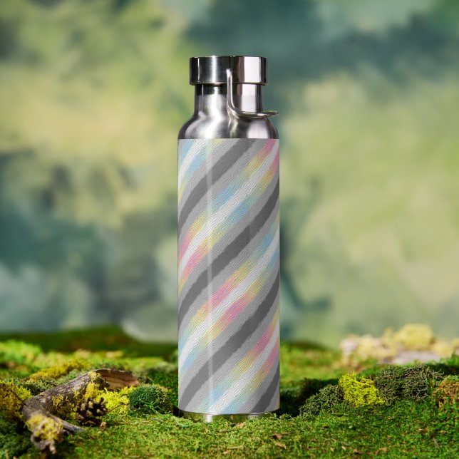Groovy Boho Trippy Abstract Demifluid Pride Flag Water Bottle (Outdoor)