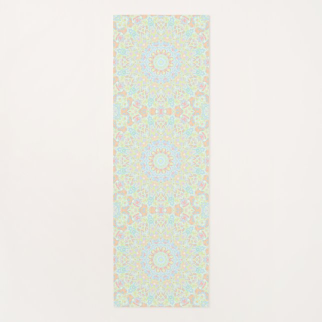 Groovy Boho Trippy Quirky Colourful Pastel Mandala Yoga Mat (Front)