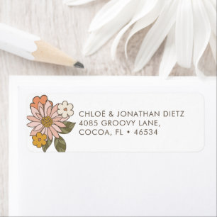 Groovy Boho Vintage Floral Return Address Labels