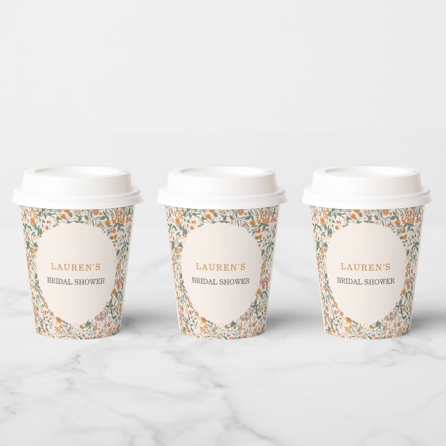 Groovy Boho Wildflowers Bridal Shower Paper Cups (Multi)