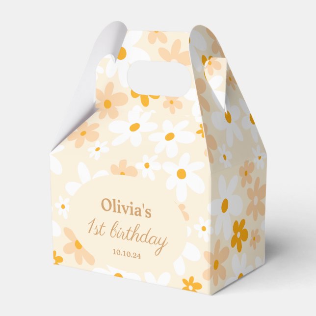 Groovy Boho Yellow daisy Birthday Party Favour Box (Front Side)