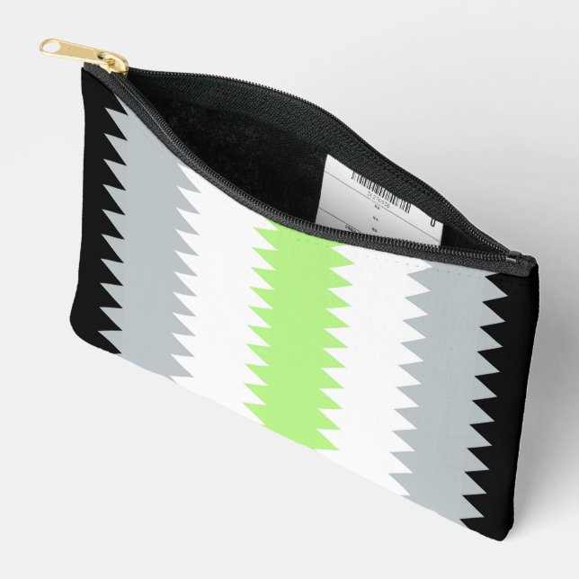 Groovy Boho ZigZag Abstract Agender Pride Flag Accessory Pouch (Open)