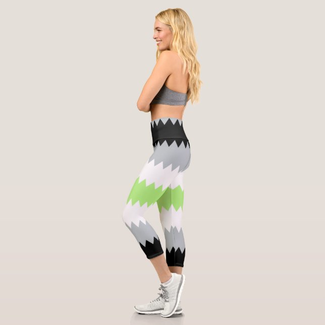 Groovy Boho ZigZag Abstract Agender Pride Flag Capri Leggings (Left)