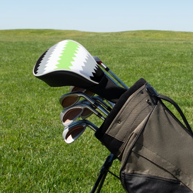 Groovy Boho ZigZag Abstract Agender Pride Flag Golf Head Cover (In Situ)