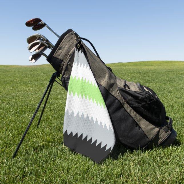 Groovy Boho ZigZag Abstract Agender Pride Flag Golf Towel (Green)