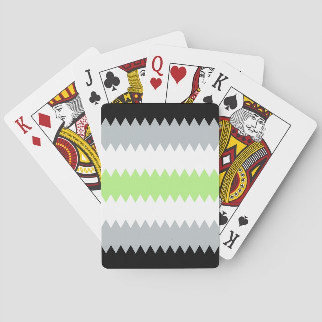 Groovy Boho ZigZag Abstract Agender Pride Flag Playing Cards (Back)