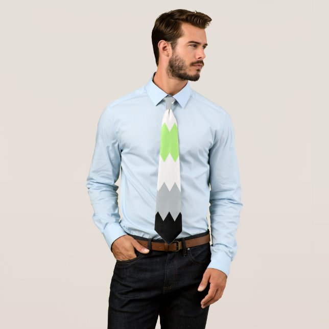 Groovy Boho ZigZag Abstract Agender Pride Flag Tie (In Situ)