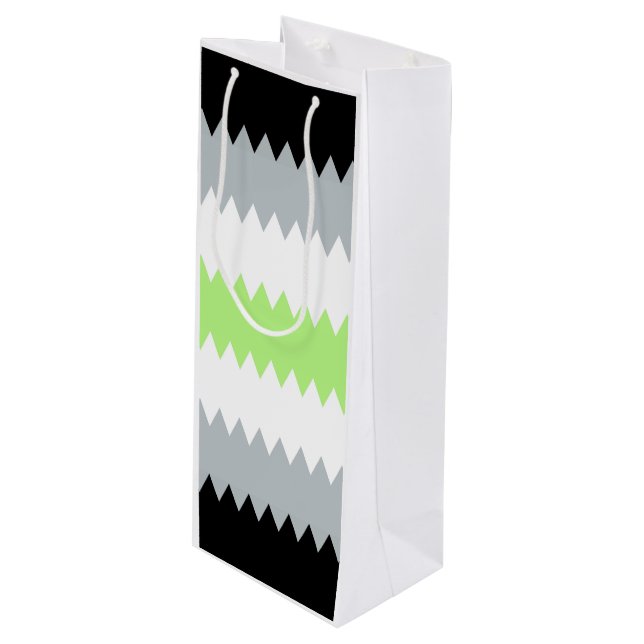 Groovy Boho ZigZag Abstract Agender Pride Flag Wine Gift Bag (Front Angled)