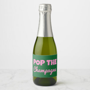 Groovy Bold green Pink Red Bridesmaid Proposal  Sparkling Wine Label