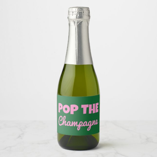 Groovy Bold green Pink Red Bridesmaid Proposal  Sparkling Wine Label (Front)