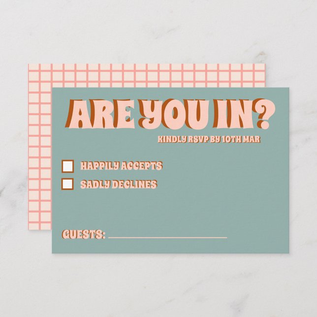 Groovy Bold Green Pink  Red Funky RSVP  (Creator Uploaded)
