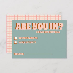 Groovy Bold Green Pink Red Funky RSVP Card