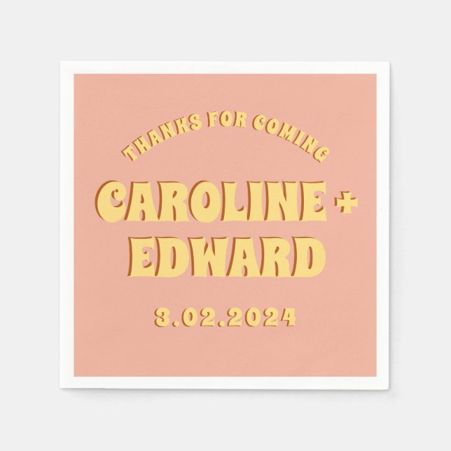 Groovy Bold Green Yellow Red Funky  Napkin (Front)