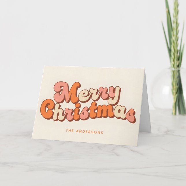 Groovy Bold Script Merry Christmas Holiday Card (Front)