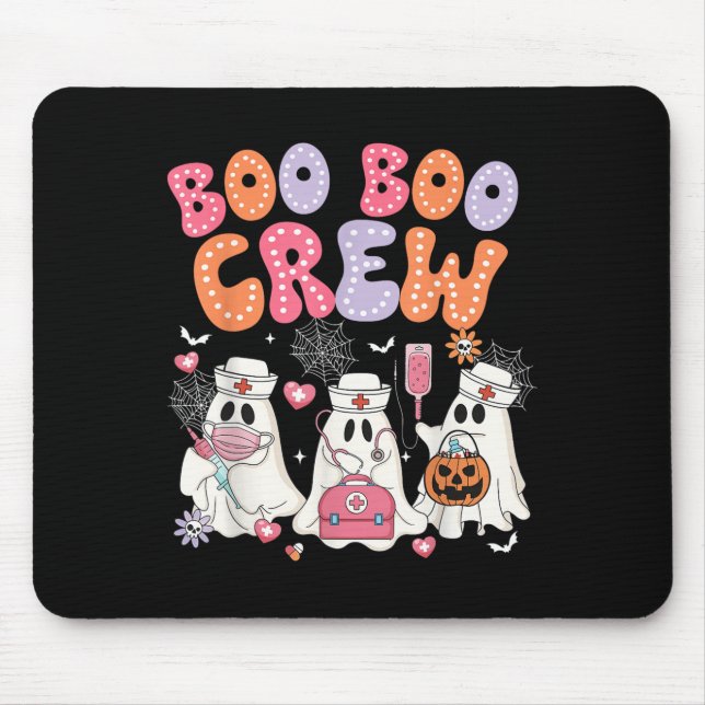 Groovy Boo Boo Crew Nurse Funny Ghost Halloween Te Mouse Mat (Front)