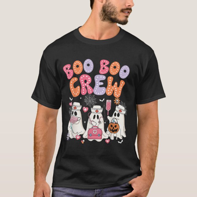 Groovy Boo Boo Crew Nurse Funny Ghost Halloween Te T-Shirt (Front)