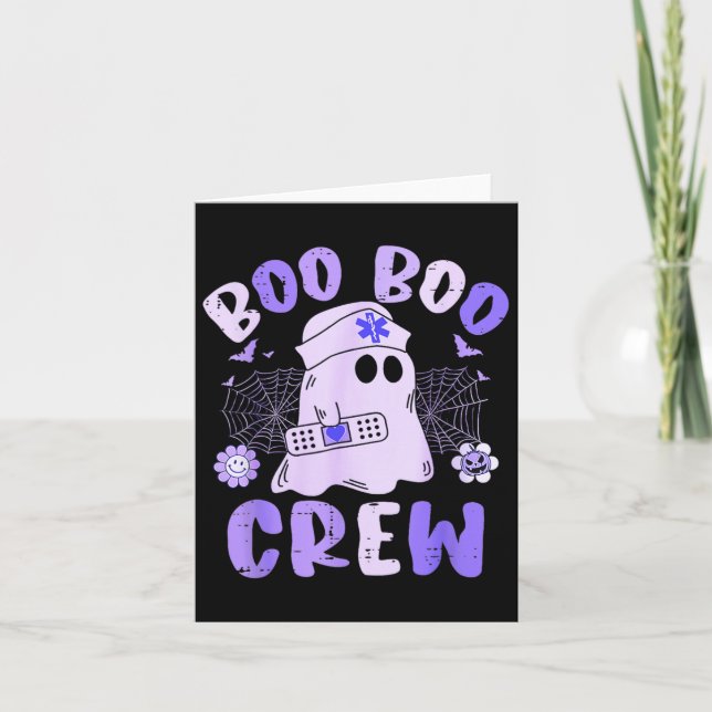 Groovy Boo Boo Crew Nurse Funny Ghost Women Hallow Card (Front)