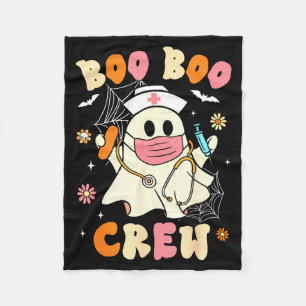 Groovy boo boo crew nurse halloween cute ghost fleece blanket