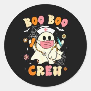 Groovy Boo Boo Crew Nurse Halloween Cute Ghost Wom Classic Round Sticker