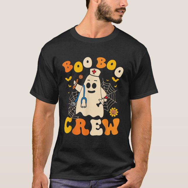 Groovy Boo Crew Nurse Funny Ghost Women Halloween  T-Shirt (Front)