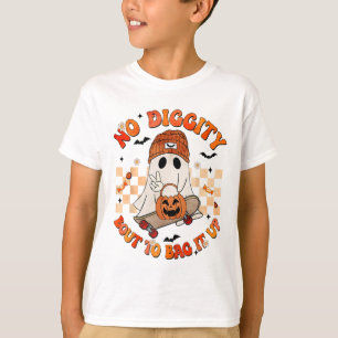 Groovy Boo No Diggity Bout To Bag It Up Halloween  T-Shirt