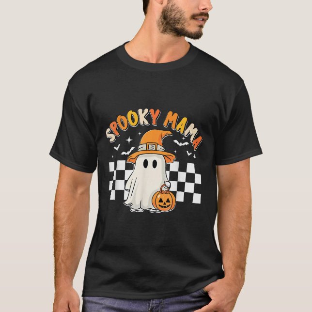 Groovy Boo One Spooky Mama First Halloween Birthda T-Shirt (Front)