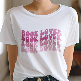 Groovy Book Lover Multicolored Pink Retro T-Shirt