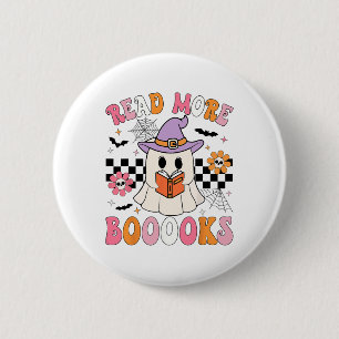 Groovy Booooks Ghost Read More Books Funny Teacher 6 Cm Round Badge
