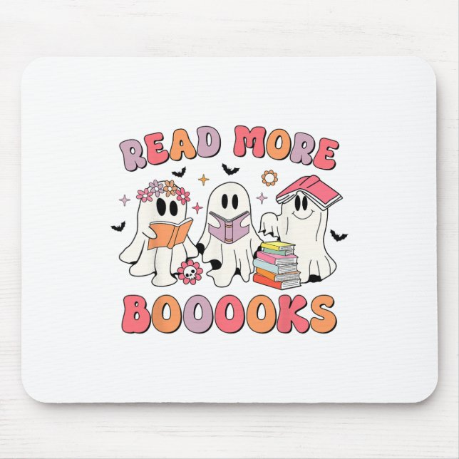 Groovy Booooks Ghost Read More Books Funny Teacher Mouse Mat (Front)