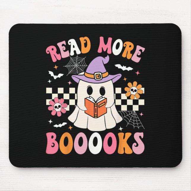 Groovy Booooks Ghost Read More Books Funny Teacher Mouse Mat (Front)