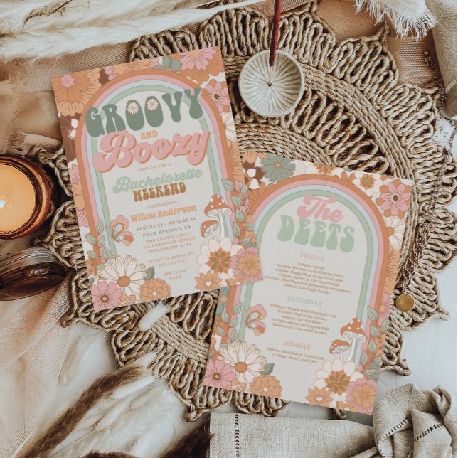 Groovy & Boozy Bachelorette Weekend Itinerary Invitation (Creator Uploaded)