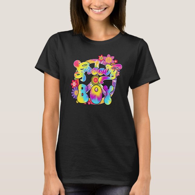 Groovy Boy Matching Family Baby Shower Hippie Tie  T-Shirt (Front)