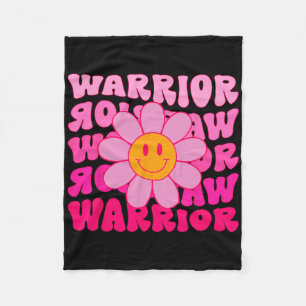 Groovy Breast Cancer Warrior Flower Pink Ribbon Fleece Blanket