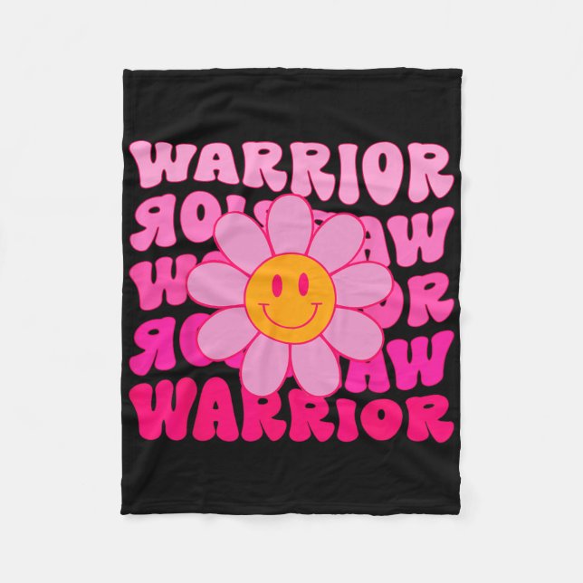 Groovy Breast Cancer Warrior Flower Pink Ribbon  Fleece Blanket (Front)