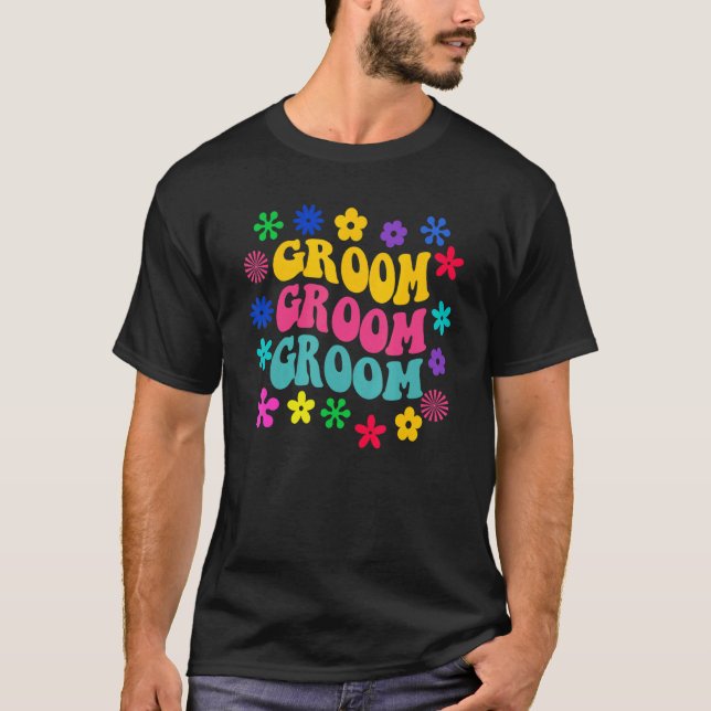 Groovy Bride  Retro Groom Trendy Wedding Girls Tri T-Shirt (Front)