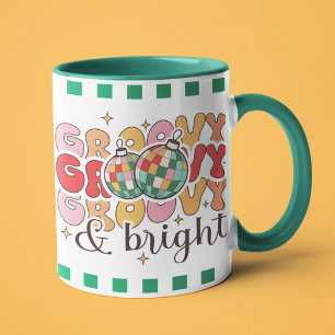 Groovy & Bright Retro Christmas Disco Glitter Ball Mug