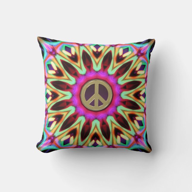 Groovy Brights Hippy Peace Sign Cushion (Front)
