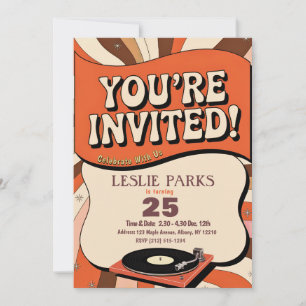 Groovy Brown & Orange Birthday Invitation