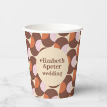 Groovy Brown Retro 70s Geometric Wedding