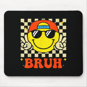Groovy Bruh For Girls Kids Boys Smile Face Mouse Mat