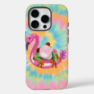 Groovy Bubblegum Blowing Tree Frog Tie Dye iPhone 16 Pro Case