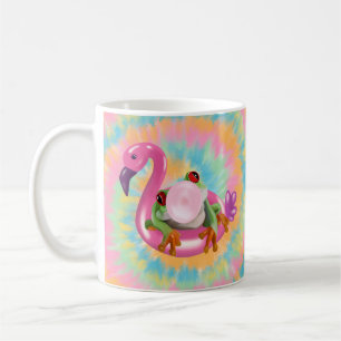 Groovy Bubblegum Blowing Tree Frog Tie Dye Coffee Mug
