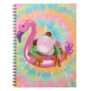 Groovy Bubblegum Blowing Tree Frog Tie Dye Notebook