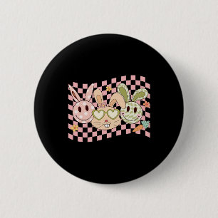 Groovy Bunny Smile Face Happy Easter Day Rabbit Hi 6 Cm Round Badge