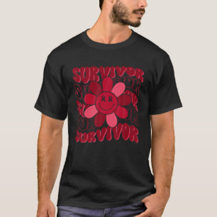 Groovy Burgundy Ribbon I'm A Survivor Sickle Cell T-Shirt