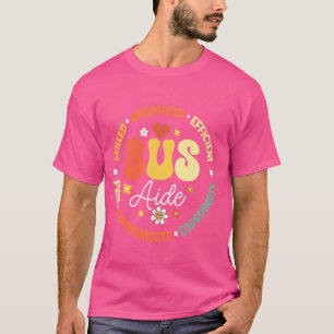 Groovy Bus Aide Driver Back to School Squad Apprec T-Shirt