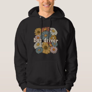 Groovy Bus Driver Flowers Bus Driving Hoodie