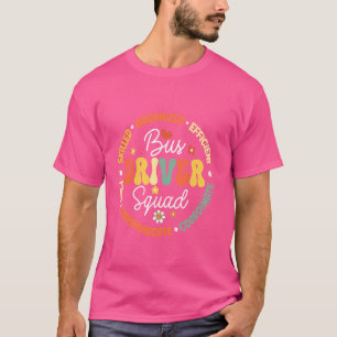 Groovy Bus Driver Squad Back to School Appreciatio T-Shirt