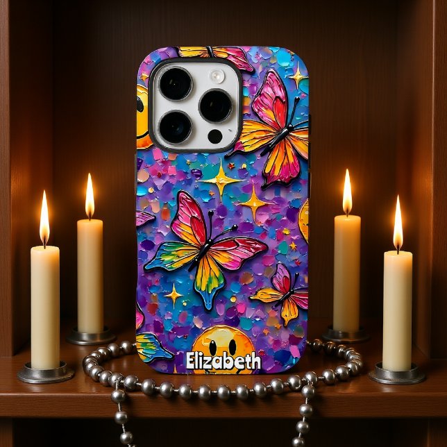 Groovy Butterflies: Retro Happy Vibes Case-Mate iPhone Case (Creator Uploaded)
