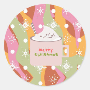 Groovy Campfire Mug Christmas  Classic Round Sticker